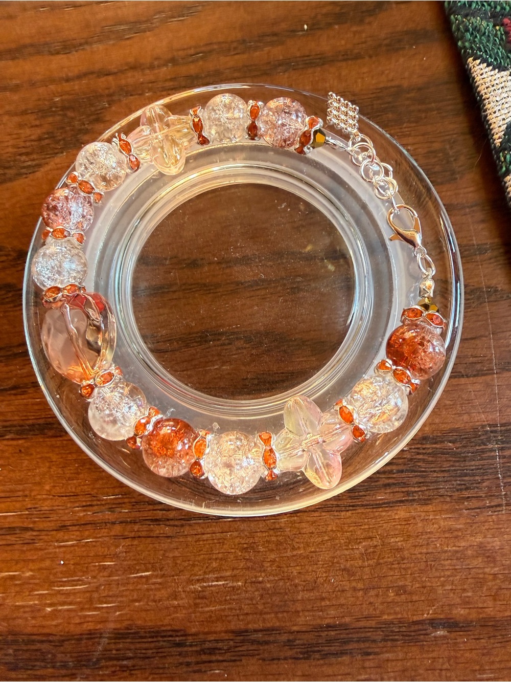 Handmade Clear and Amber Beaded Bracelet - Women Jewelry